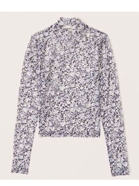 Abercrombie & Fitch Lilac Floral Mock Neck Long Sleeve Top
